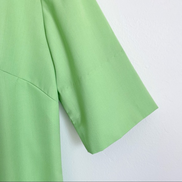 SOLD Vintage Lillian Russell 60's Lime Green Pintuck Shift Dress - Picture 4 of 7